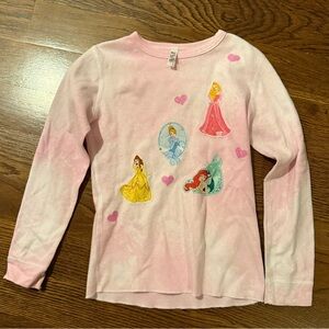 Tee-Hee Rare Disney Princess tie dye tee with silver appliqués and gems sz 8